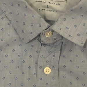 Banana Republic Slim Fit Short Sleeve Button-Up Shirt-Light Blue Diamond Print